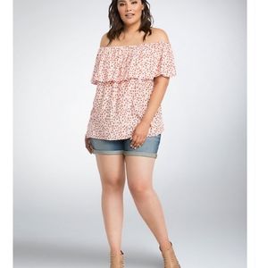 Torrid Floral Print Ruffle Top Size: 1